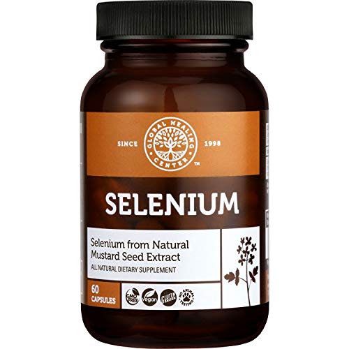 Global Healing Selenium 200mcg with Mustard Seed Extract, Antioxidant Supplement for Thyroid Support, Natural Metabolism, and Immune System Health - Non-GMO & Gluten-Free - Men & Women 60 Capsules