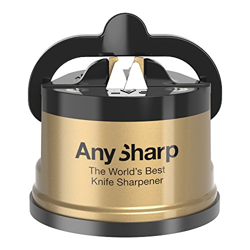 AnySharp Knife Sharpener, LTD Edition Gold, The World's Best As Seen on QVC, Original Patented Tungsten Carbide Pro Sharpening Stone Blades
