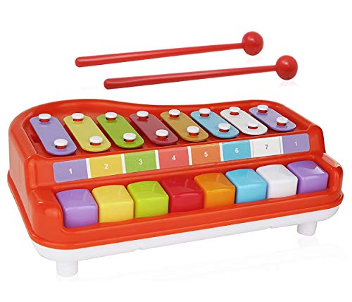 Book Cover 2 In 1 Xylophone for Kids, For your Mini Musician / Piano / Casio Musical Toy, Bright Multi-Colored Keys, Instrument for Babies, Toddlers and Preschoolers, With  Music Cards Songbook