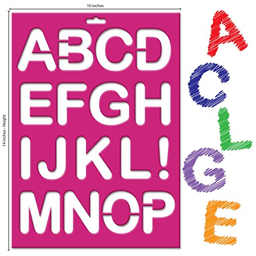 Karty Letter Stencils - Large Size Alphabet, Numeric, and Symbols - Reusable Plastic Kit