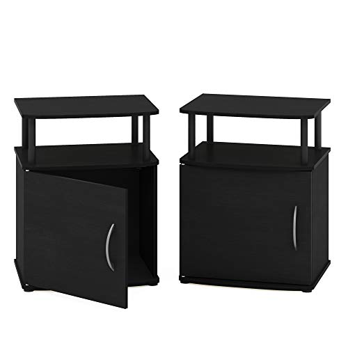 Book Cover Furinno JAYA End Side Sofa Table/Nightstand with Door, 2-Pack, PVC Tubes, Black Wood