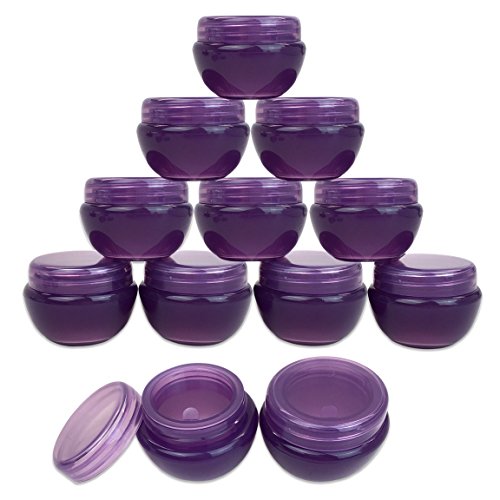 Beauticom 12 Pieces 10G/10ML Purple Frosted Container Jars with Inner Liner for Pills, Medication, Ointments and Other Beauty and Health Aids - BPA Free
