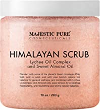 Book Cover Majestic Pure Himalayan Salt Body Scrub with Lychee Oil, Exfoliating Salt Scrub to Exfoliate & Moisturize Skin, Deep Cleansing - 10 oz