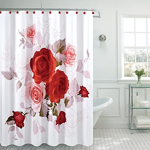 Book Cover Fancy Garden Rose Fabric Shower Curtain 70