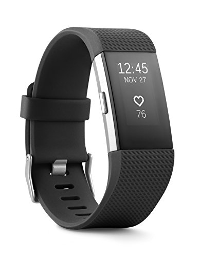 Book Cover Fitbit Charge 2 Heart Rate + Fitness Wristband, Black, Large (US Version), 1 Count