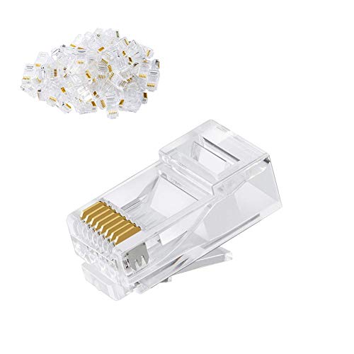 Book Cover CableCreation Cat6 RJ45 Ends, 100-PACK Cat6 Connector, Cat6a / Cat5e RJ45 Connector, Ethernet Cable Crimp Connectors UTP Network Plug for Solid Wire and Standard Cable, Transparent