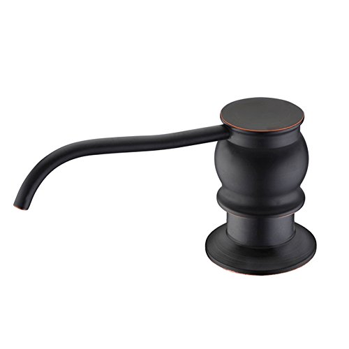 GICASA Brass Kitchen Countertop Soap Dispenser, Oil Rubbed Bronze in Sink Liquid Dish Soap Dispenser with High Capacity 320ML ABS Bottle, Under Sink Hand Metal Dispenser Pump