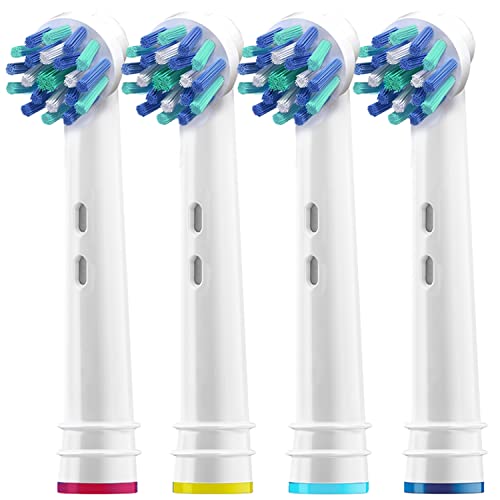 Replacement Brush Heads for Oral B- Pack of 4 Cross Generic Electric Toothbrush Heads for Oralb Braun- Crossact Toothbrushes Compatible with Most Oral-B Bases- Top Quality Action Bristles
