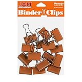 JAM PAPER Colorful Binder Clips - Medium - 1 1/4 Inch (32 mm) - Orange Binderclips - 15/Pack