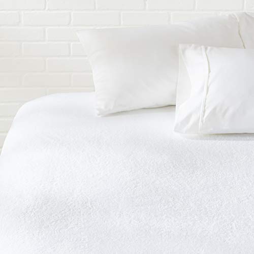 Book Cover AmazonBasics Hypoallergenic Waterproof Fitted Mattress Protector Cover - Queen