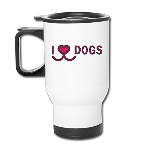 Personality Cute I Love Dogs Moustache Stainless Coffee-Travel Mugs.