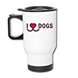Personality Cute I Love Dogs Moustache Stainless Coffee-Travel Mugs.