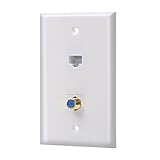 IBL-1 Cat5E Ethernet Port and 1 Gold-Plated Cable TV Coax F Type Port Wall Plate (White)