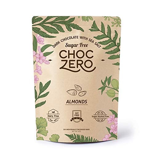 Book Cover ChocZero's Keto Bark, Dark Chocolate Almonds with Sea Salt. 100% Stone-Ground, Sugar Free, Low Carb. No Sugar Alcohols, No Artificial Sweeteners, All Natural, Non-GMO (6 bars/box)