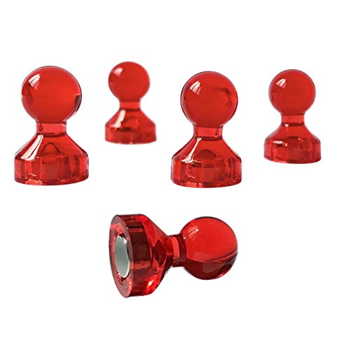 Red Magnetic Push Pins (Set of 30) Vibrant Red Color Translucent Fridge Magnets