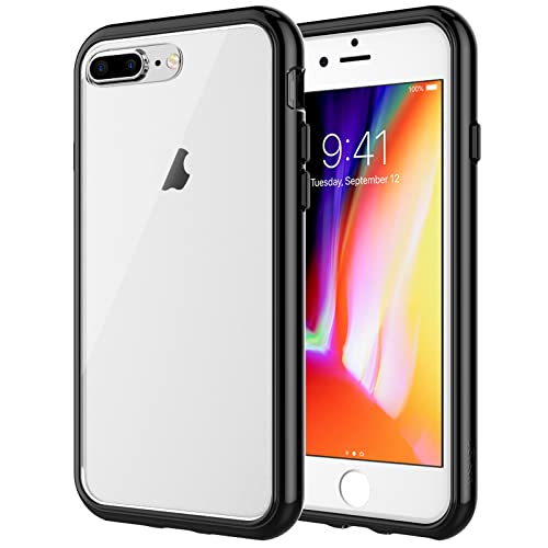 Book Cover JETech Case for iPhone 8 Plus and iPhone 7 Plus 5.5-Inch, Shock-Absorption Bumper Cover, Anti-Scratch Clear Back, Black