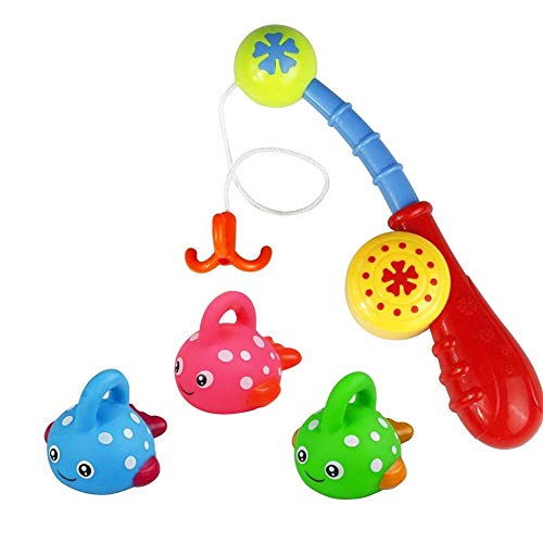 Book Cover Fajiabao Bath Toys for Toddlers Colorful Floating Fishing Games with Fish and Fish Rod in Bathtub Pool Shower Kit Bath Time for Baby Children Kids Infants Girls and Boys - Color Random