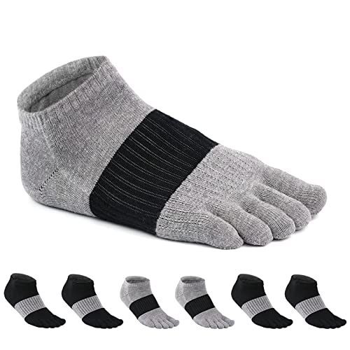Toe Socks PACKGOUT 6 Pairs Five Finger Socks No Show Crew Socks for Men and Women Men Shoe Size 7-9