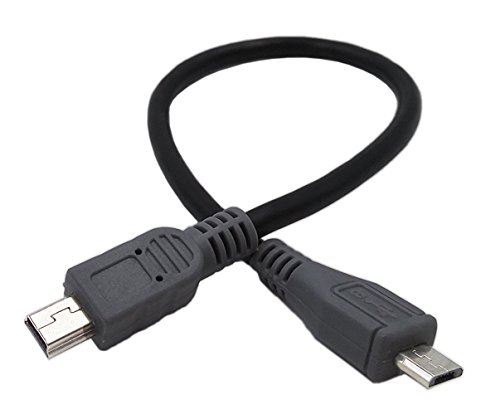 CERRXIAN USB OTG Cable - Black, Type Micro Male to Mini Male Cable (Black) (25cm)