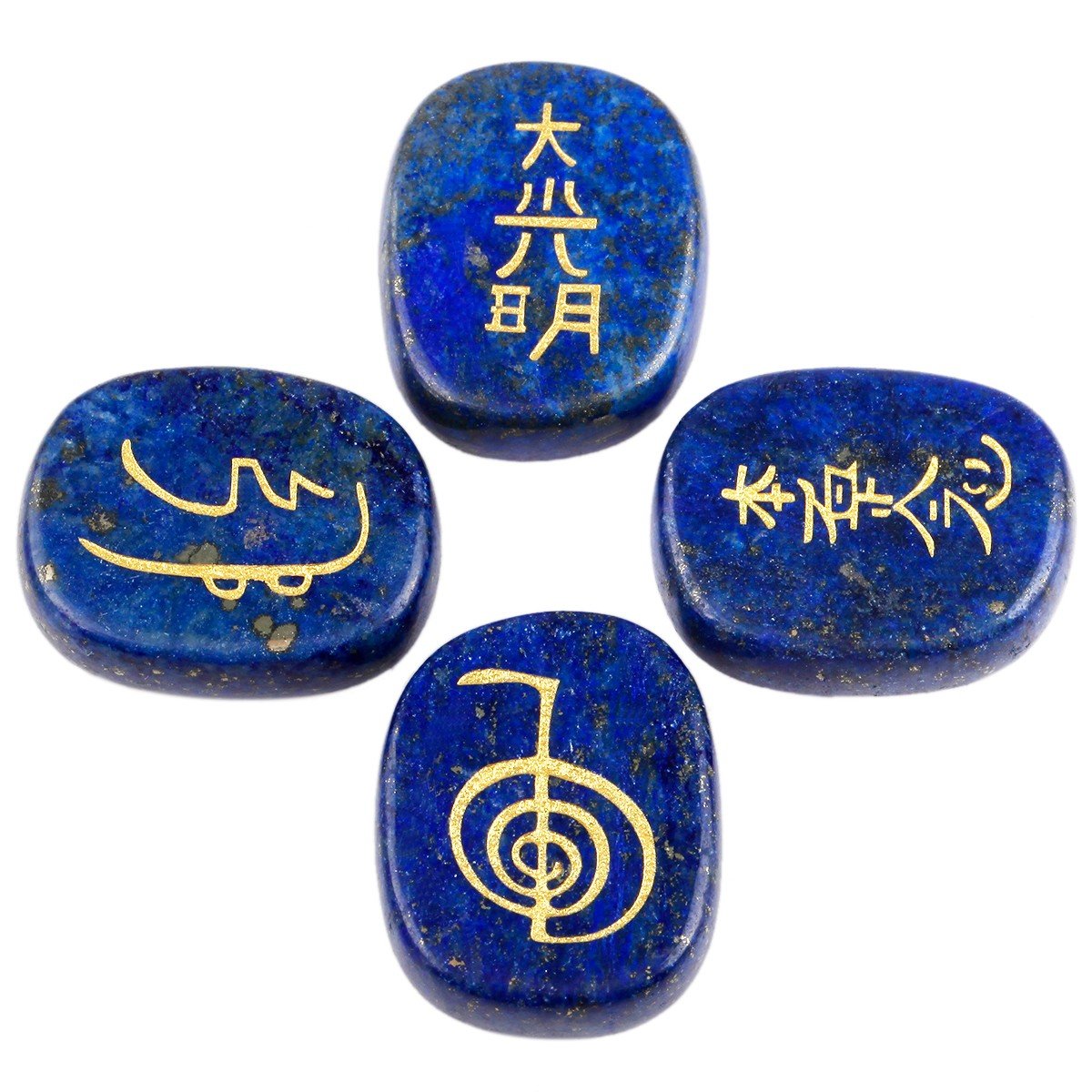 Book Cover Rockcloud Healing Crystal Lapis Lazuli 4pcs Engraved Chakra Stones Palm Stone Reiki Balancing 1-lapis Lazuli(pack of 4)
