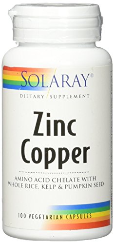Book Cover Solaray Zinc + Copper Amino Acid Chelate VCapsules, 100 Count