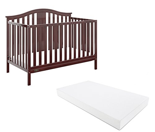 Book Cover Graco Solano 4-in-1 Convertible Crib With Mattress, White, Converts to Toddler Bed Day Bed or Full Bed, Three Position Adjustable Height Mattress (Premium Mattress Included)