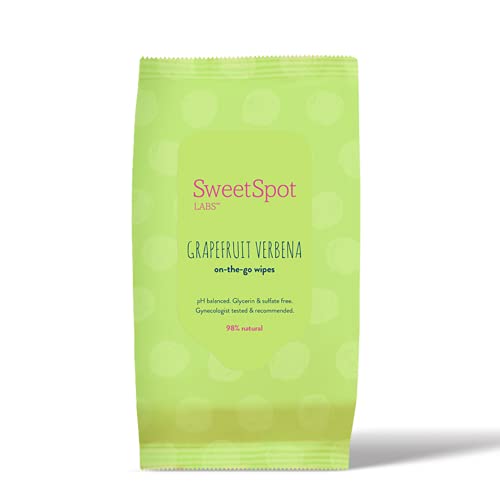 SweetSpot Labs pH balanced Feminine Wipes | Gentle, Vaginal Wipes | Grapefruit Verbena, 30 Ct