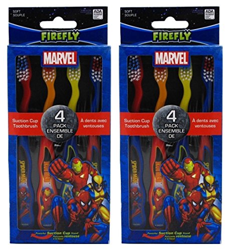 Book Cover Dr. Fresh Marvel Heroes Standing Toothbrush, 4 CountÂ (Pack of 2) Total 8 Toothbrushes