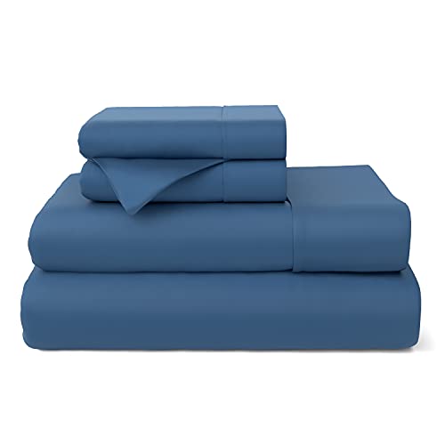 Cosy House Collection Premium Rayon Derived from Bamboo Bed Sheet Set - Cooling Blend - Deep Pocket, Ultra Soft & Breathable Bedding - 4 Piece Set (King, Midnight Blue)
