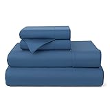Cosy House Collection Premium Rayon Derived from Bamboo Bed Sheet Set - Cooling Blend - Deep Pocket, Ultra Soft & Breathable Bedding - 4 Piece Set (King, Midnight Blue)