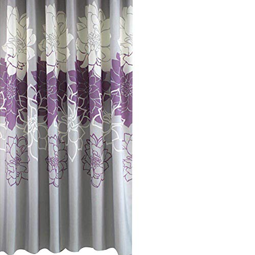 Book Cover Sfoothome Small Size 36 Inch Wide by 72 Inch Long Gray and Cream Background and Purple Flowers Pattern,Waterproof Washable Printed Polyester Fabric Shower Curtain for Bathroom (Purple 36Inch72Inch)