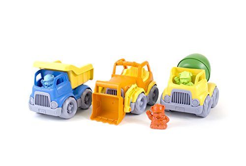 Book Cover Green Toys Construction Vehicle Set, 3-Pack - Pretend Play, Motor Skills, Kids Toy Vehicles. No BPA, phthalates, PVC. Dishwasher Safe, Recycled Plastic, Made in USA.