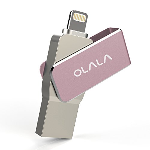 iPhone iPad 64GB USB Flash Drive 3.0 with Rotatable Protection, OLALA ID300 Pen Thumb Drive with Extended MFi Lightning Connector for iOS Mac Windows PC, External Storage Memory Stick (Rose Gold)