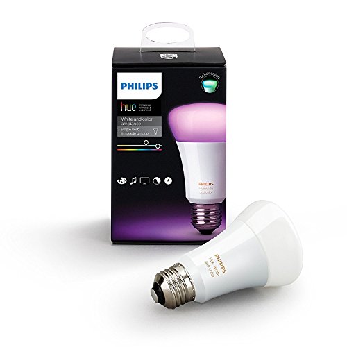 Book Cover Philips Hue White and Color Ambiance A19 60W Equivalent Dimmable LED Smart Bulb (1 Bulb Compatible with Amazon Alexa Apple HomeKit and Google Assistant)