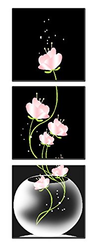 Book Cover Natural art â€“Vase with Flower Wall Painting Canvas Prints Home Decoration Wooden Frame 3pcs/Set (12Ã—12inÃ—3pcs)
