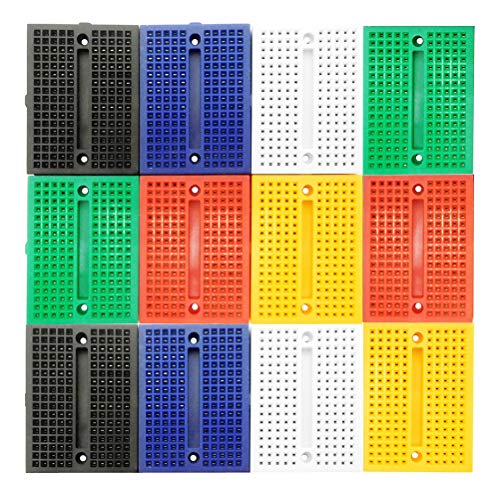 Book Cover LampVPath [12Packs] 170 Points Mini Small solderless breadboard for Arduino Proto Shield (6 Colors)