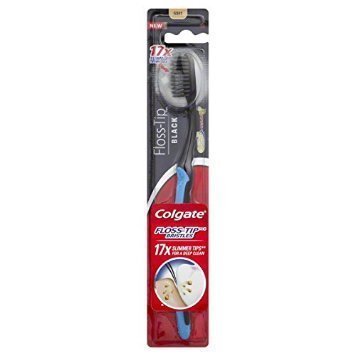 Book Cover (3 Pack) Colgate Floss-tip Black Toothbrush, Soft