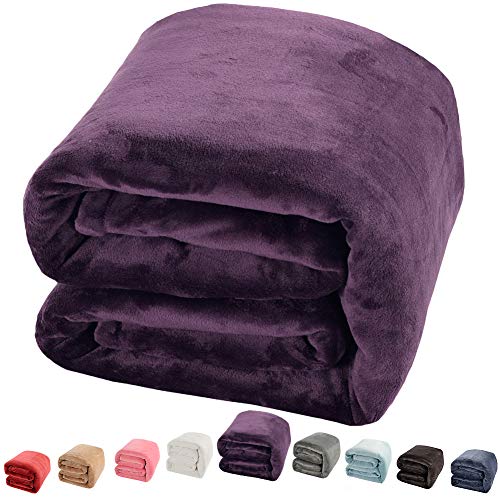 Book Cover Luxury Fleece Blanket by Shilucheng Super Soft and Warm Fuzzy Plush Lightweight King Couch Bed Blankets - Purple