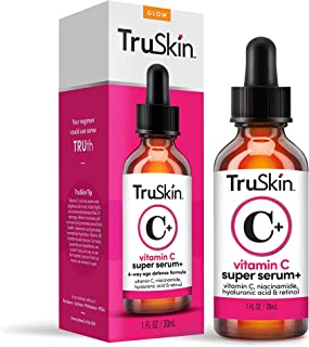 TruSkin Vitamin C-Plus Super Serum, Anti Aging Anti-Wrinkle Facial Serum with Niacinamide, Retinol, Hyaluronic Acid, and Salicylic Acid, 1 oz