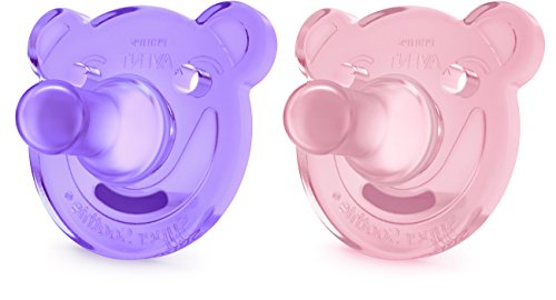 Book Cover Philips AVENT Soothie Shapes Pacifier, Pink/Purple, 3-18 Months, 2 Pack, SCF194/05