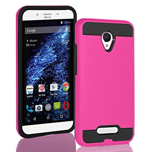 BLU Studio X8 HD case, {NFW} Tough Hybrid + Dual Layer Shockproof Drop Protection Metallic Brushed Case Cover for Studio X8 HD (S530) (VGC Pink)