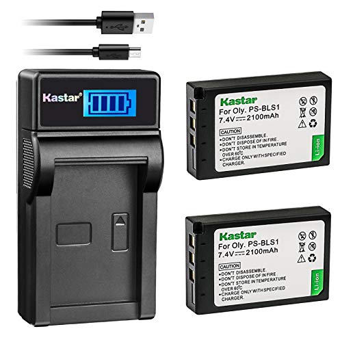 Kastar Battery (X2) & LCD Slim USB Charger for Olympus BLS-1, PS-BLS1 and Olympus E-400, E-410, E-420, E-450, E-600, E-620, E-P1, E-P2, E-P3, E-PL1, E-PL3, E-PM1 Camera
