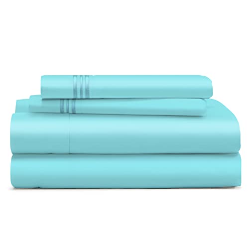 Book Cover Cosy House Collection Everyday 1500 Series Bed Sheets - Luxury Hotel Ultra Soft Bedding - Stain & Wrinkle Resistant - Easy & Comfy Fit - 4 Piece (King, Pastel Blue)