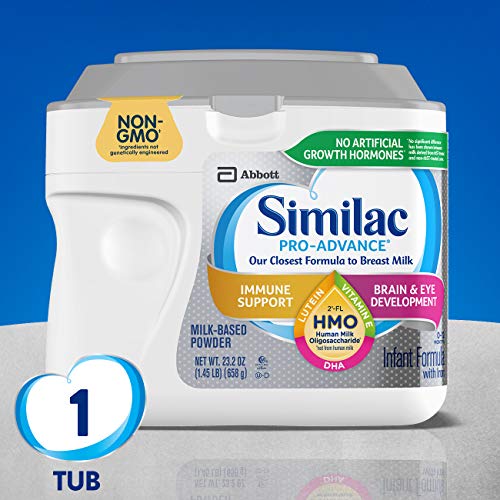 Book Cover Similac Pro-Advance Non-GMO Infant Formula with Iron, with 2'-FL HMO, for Immune Support, Baby Formula, Powder, 23.2 Ounce