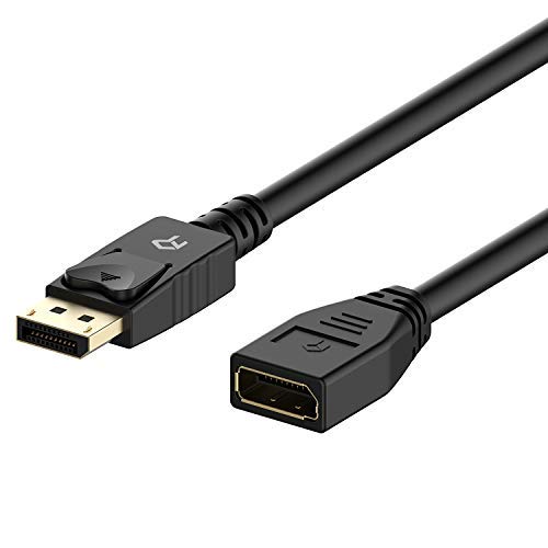 Book Cover Rankie DP Extension Cable, DisplayPort Male to Female Extension Cable, 6 Feet, Black
