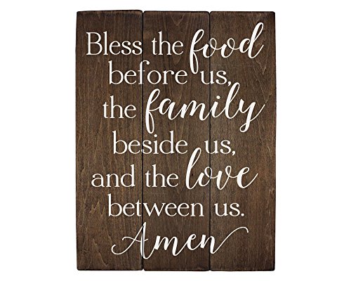 Book Cover Elegant Signs Bless The Food Before us Sign Wood Sign Kitchen Wall Decor Wood Kitchen Sign (11 x 14 inch)