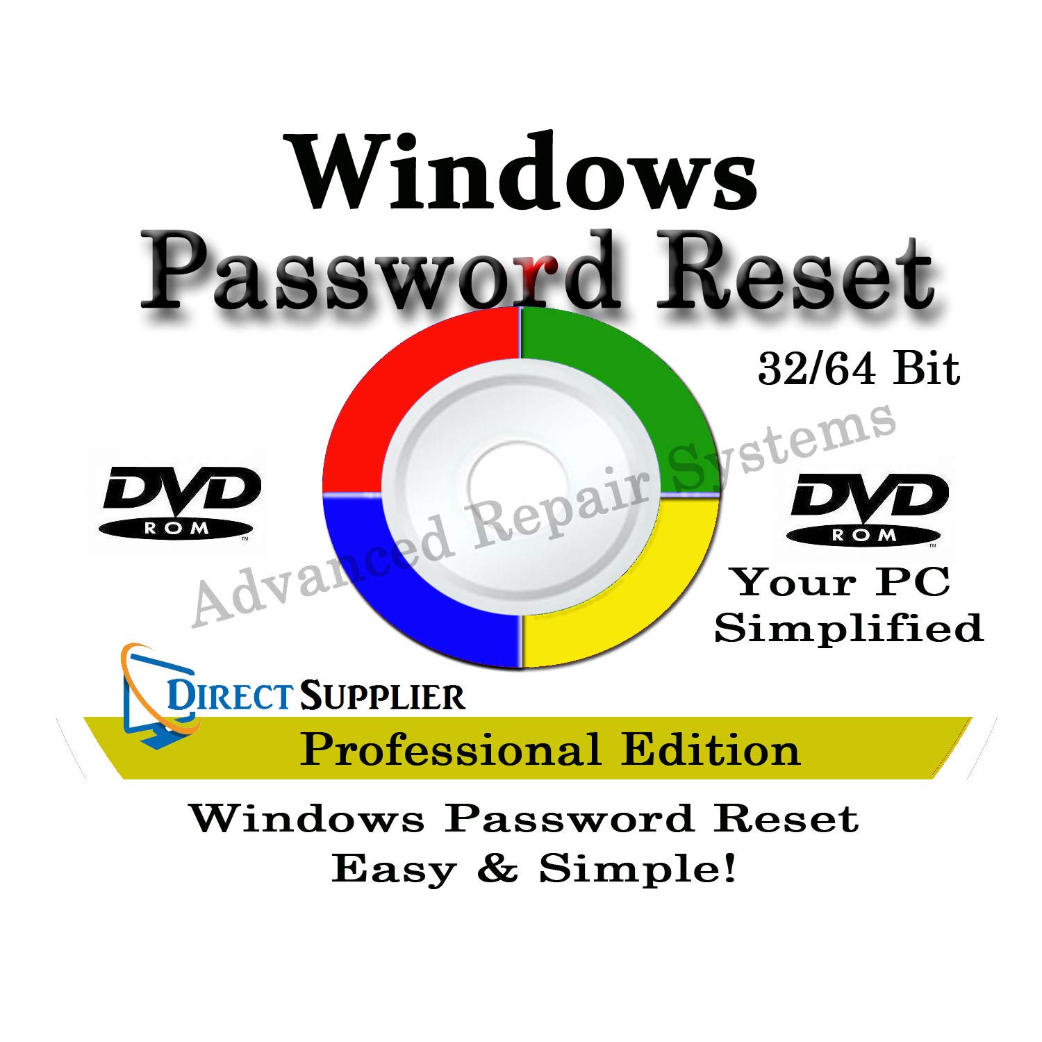 Book Cover COMPUTER PASSWORD RESET - [2019 Edition] Recovery Boot Password Reset CD Disc for Windows XP, Vista, 7, 8, 8.1 and Windows 10 (All Versions of Windows)