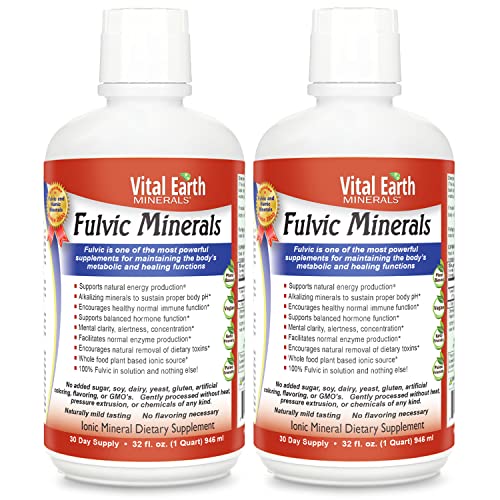 Vital Earth Minerals Fulvic Minerals Liquid - 70+ Trace Minerals, Electrolytes, Fulvic Acid Minerals for Cellular Detox, Wellness, Gut Health, 32 Fl Oz