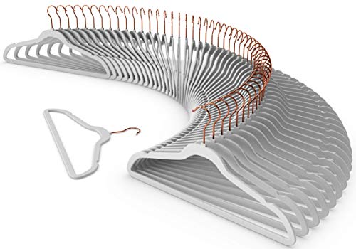 Techzoo 50 Pack New Premium Quality Velvet Hangers Ultra Thin Non Slip Adult Felt Space Saving Hangers for Closet Heavy Duty Coat Pants Jackets Dress Hangers 360° Swivel Hook Hold Upto 10 lbs Black