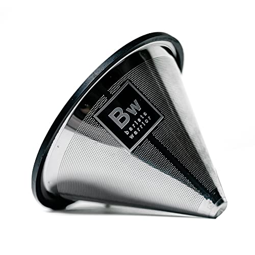 Barista Warrior Compatible for Hario V60 & Chemex Pour Over Coffee Filters - Reusable Stainless Steel - Best Coffee Maker and Bar Accessories (Silver)